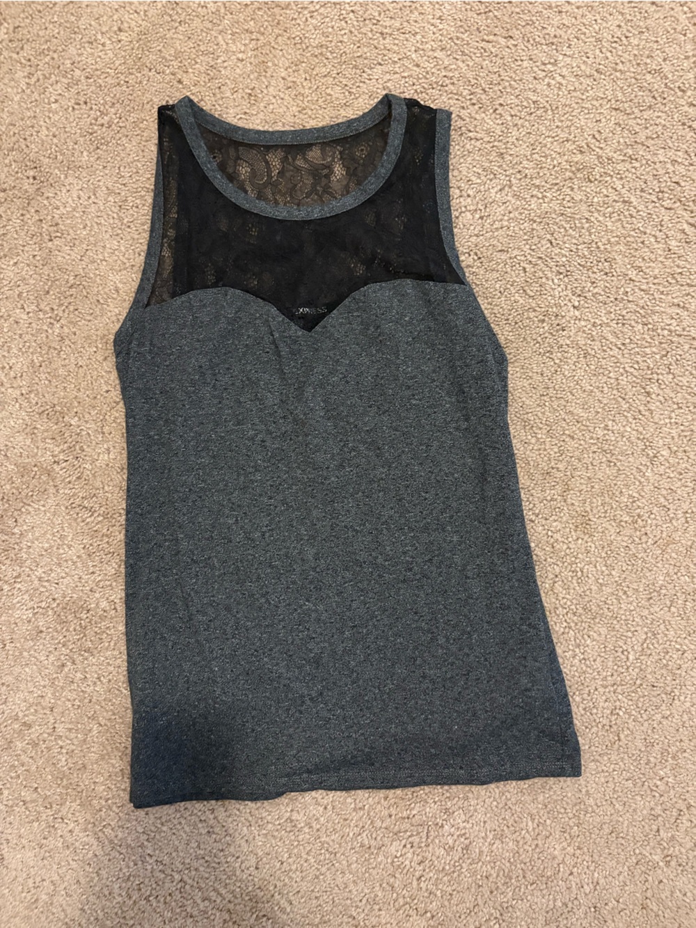 Sleeveless Charcoal Lace Tank Top